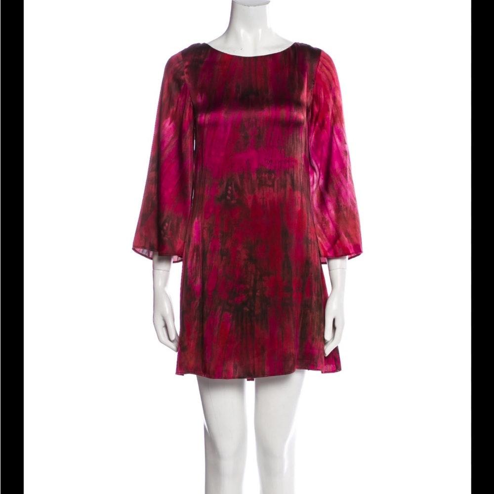 Alice + Olivia Silk Print Pink Mini Dress XS